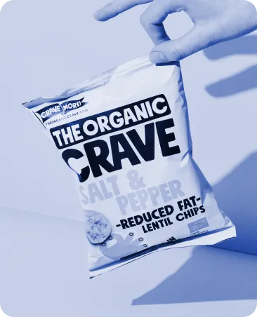 Snack packaging held in hand